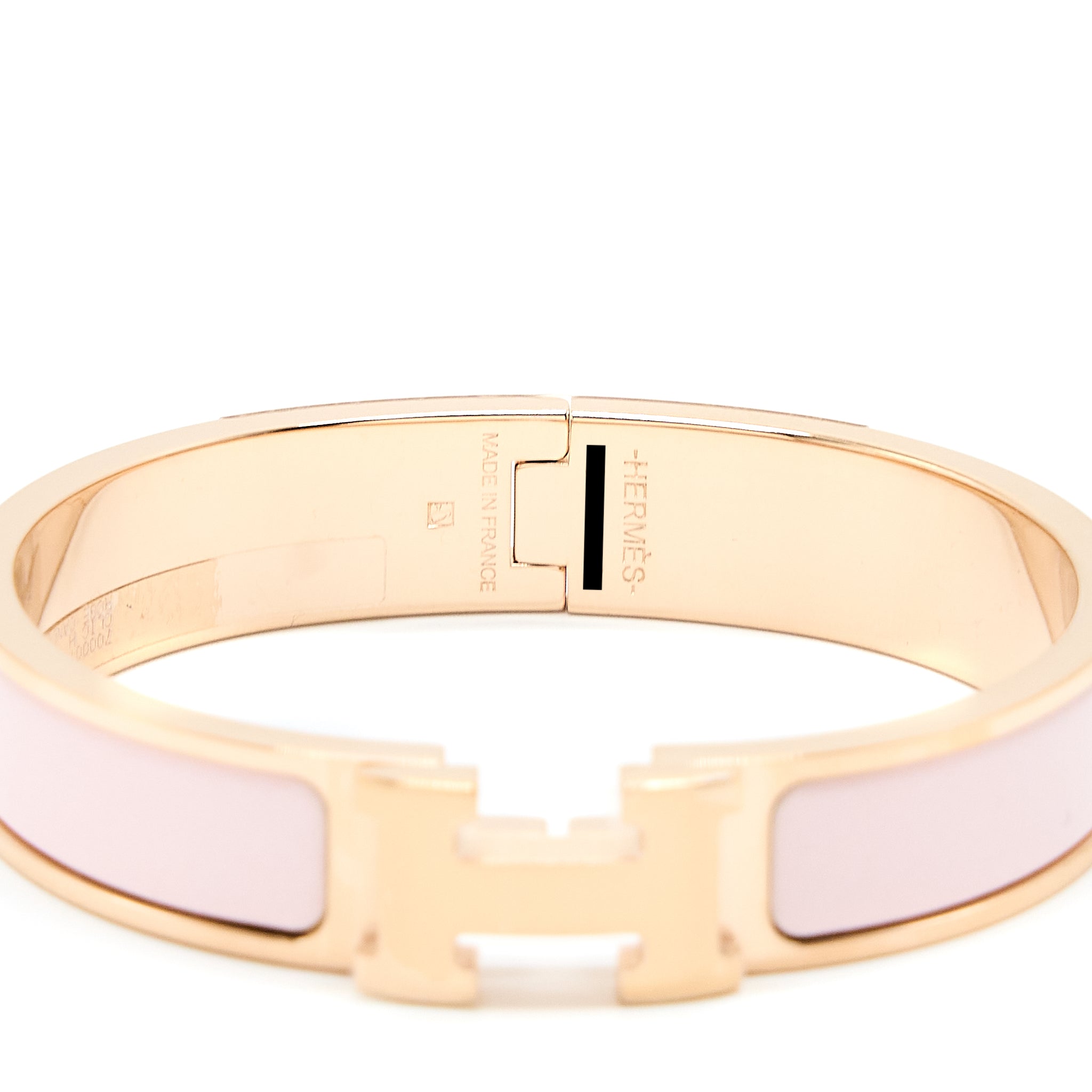 HERMES CLIC H BRACELET ROSE CANDEUR RGHW