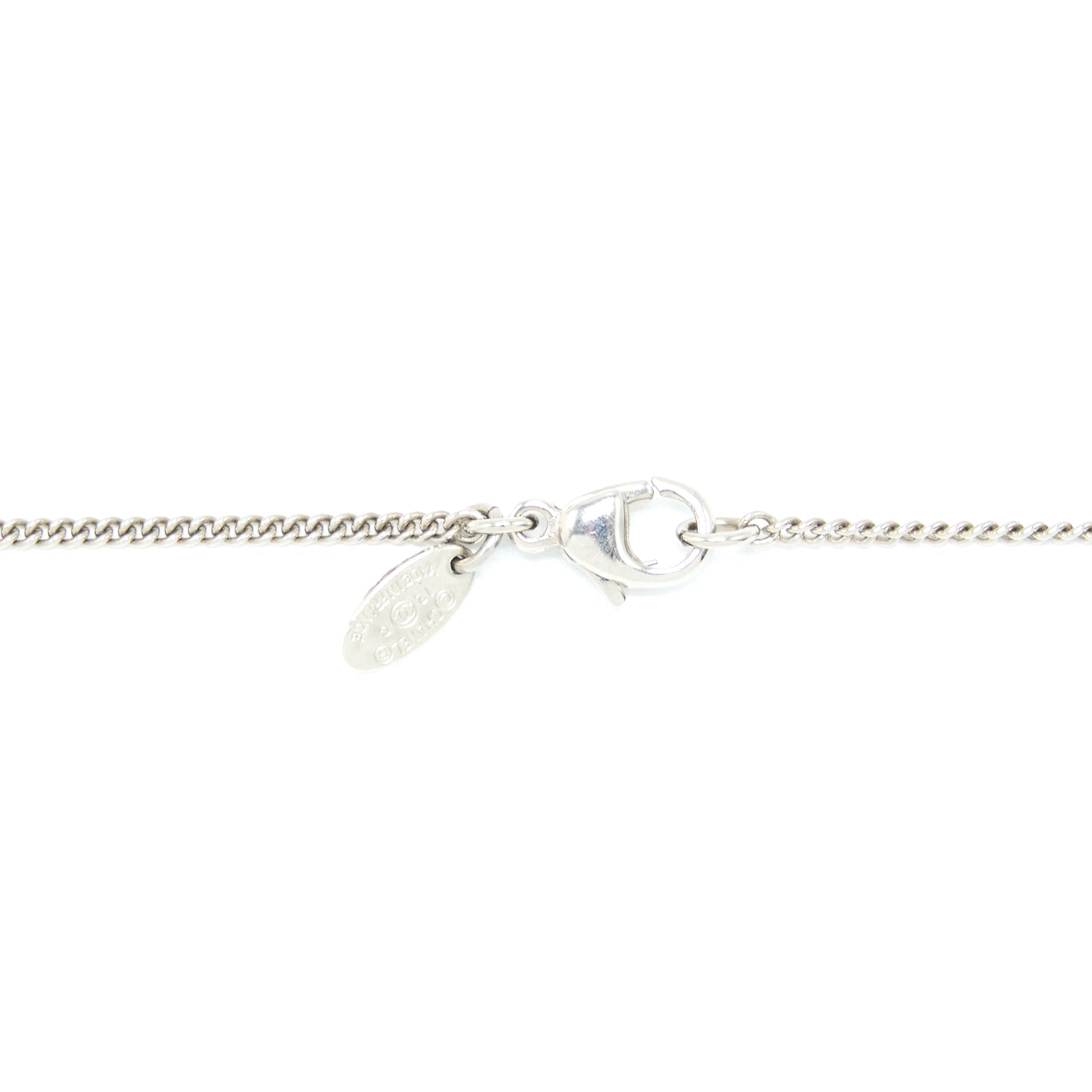 CHANEL CC LOGO NECKLACE CRYSTAL SILVER TONE