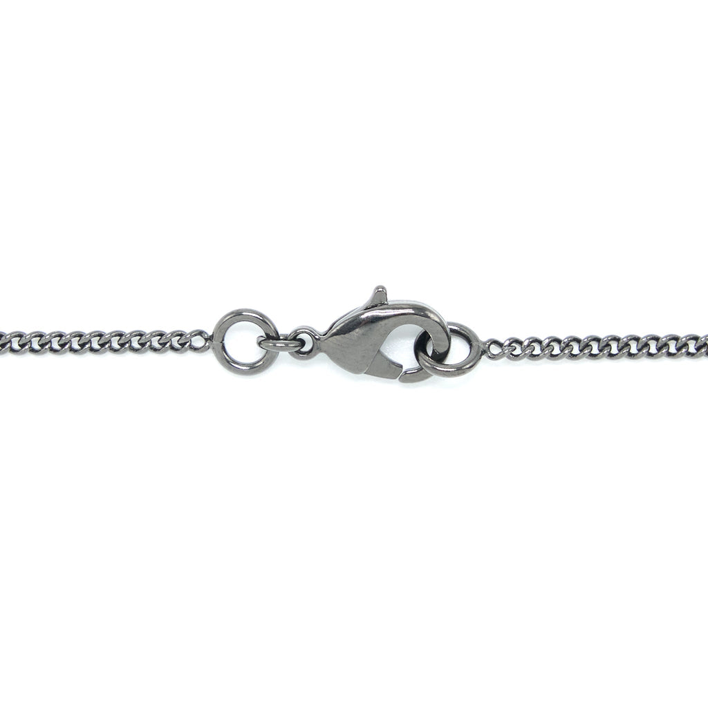CHANEL DETAILED CC LOGO NECKLACE CRYSTAL DARK GREY TONE