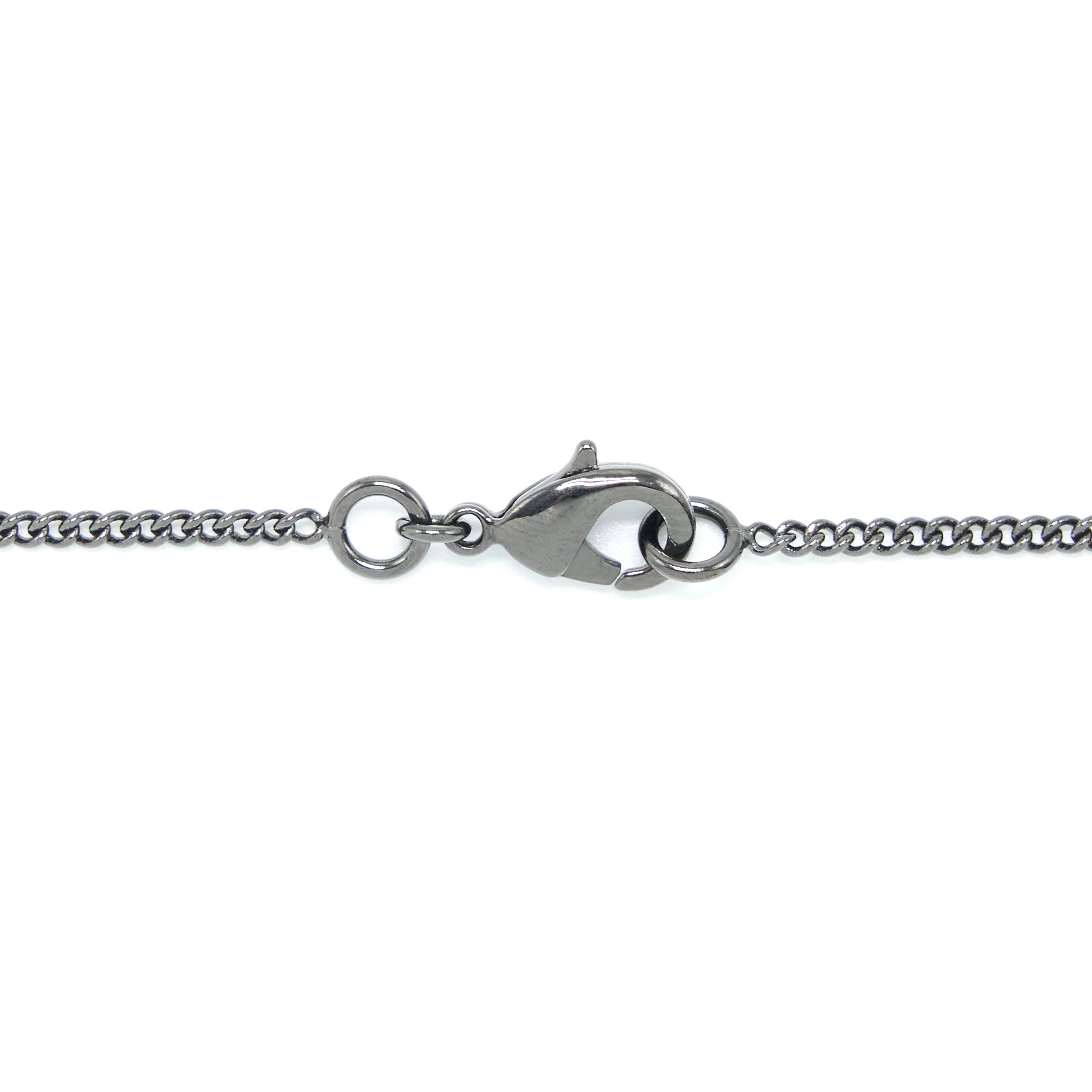 CHANEL DETAILED CC LOGO NECKLACE CRYSTAL DARK GREY TONE