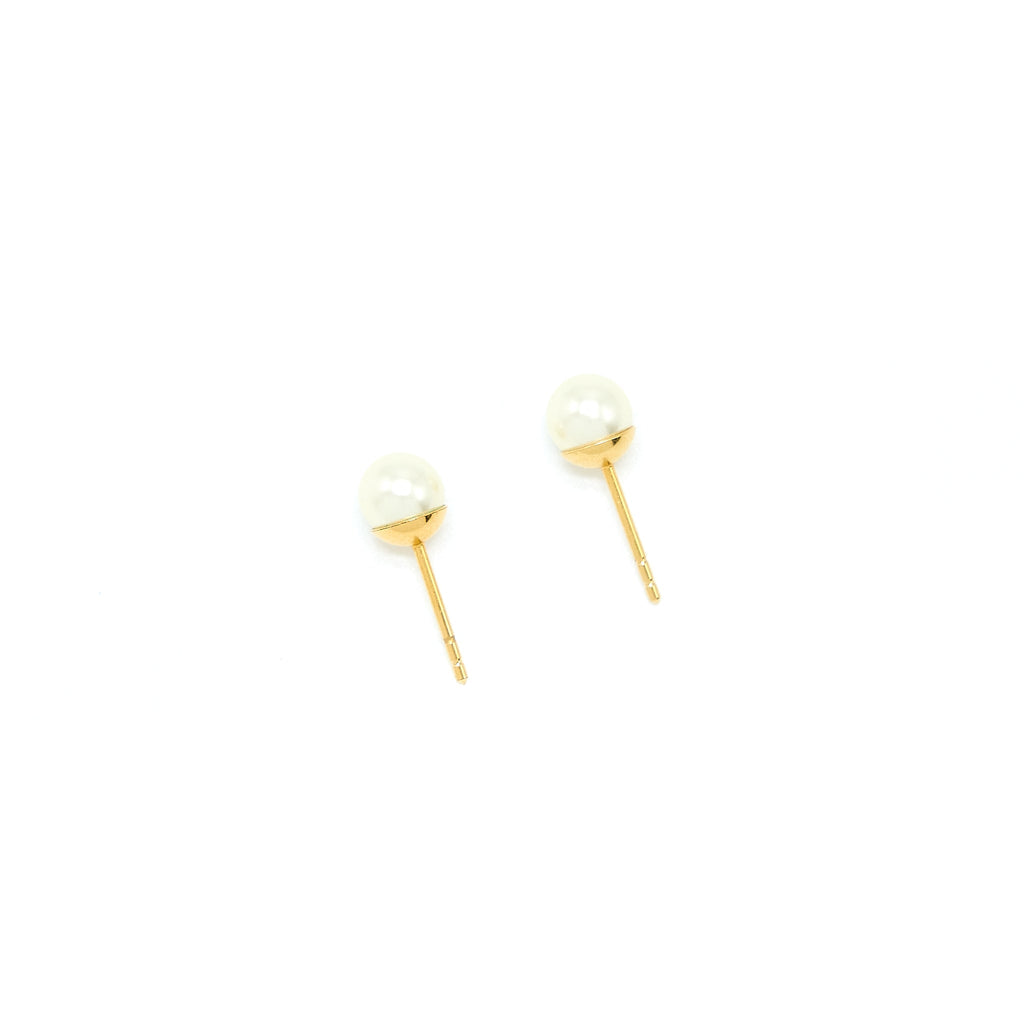 DIOR CD LOGO DROPPED EARRING PEARL/CRYSTAL GOLD TONE