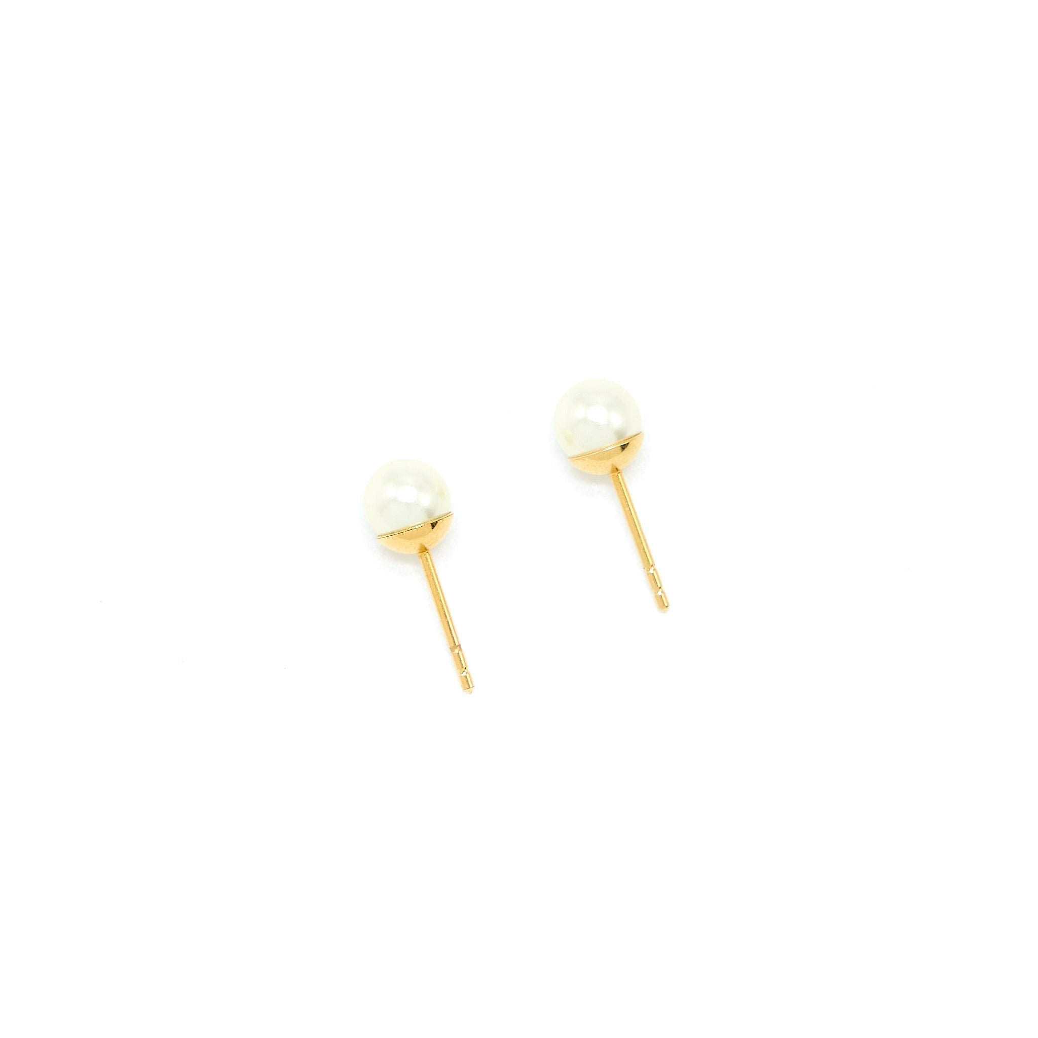 DIOR CD LOGO DROPPED EARRING PEARL/CRYSTAL GOLD TONE