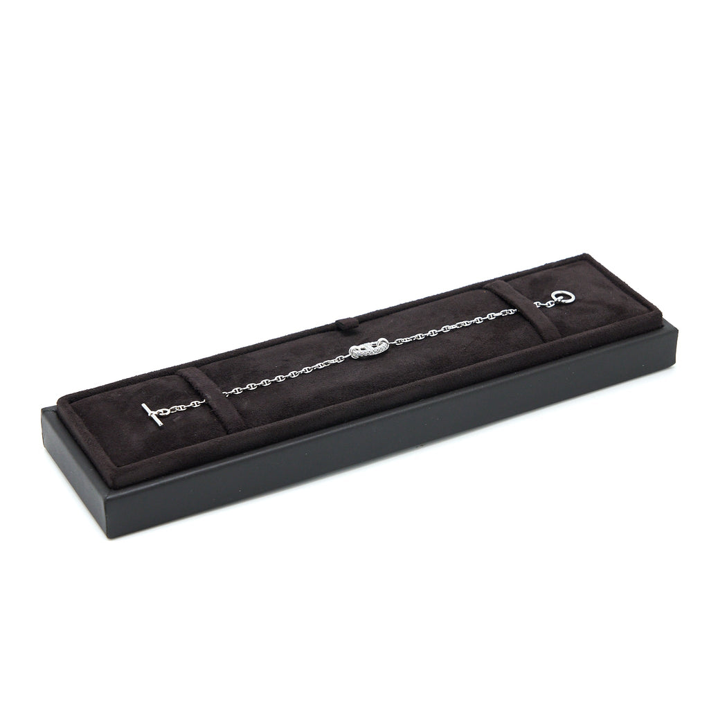 HERMES NEW FARANDOLE BRACELET TOGGLE CLOSURE WHITE GOLD WITH DIAMONDS