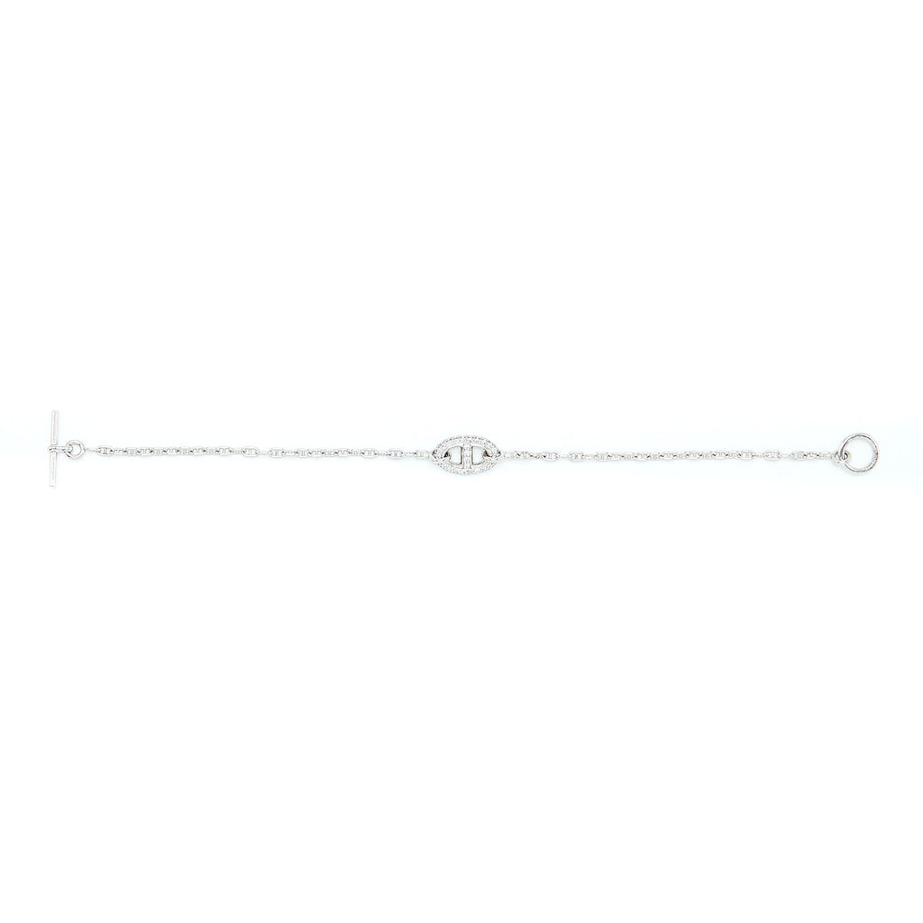 HERMES NEW FARANDOLE BRACELET TOGGLE CLOSURE WHITE GOLD WITH DIAMONDS