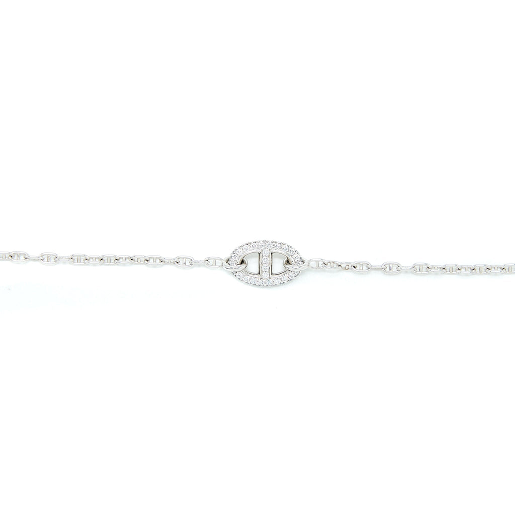 HERMES NEW FARANDOLE BRACELET TOGGLE CLOSURE WHITE GOLD WITH DIAMONDS