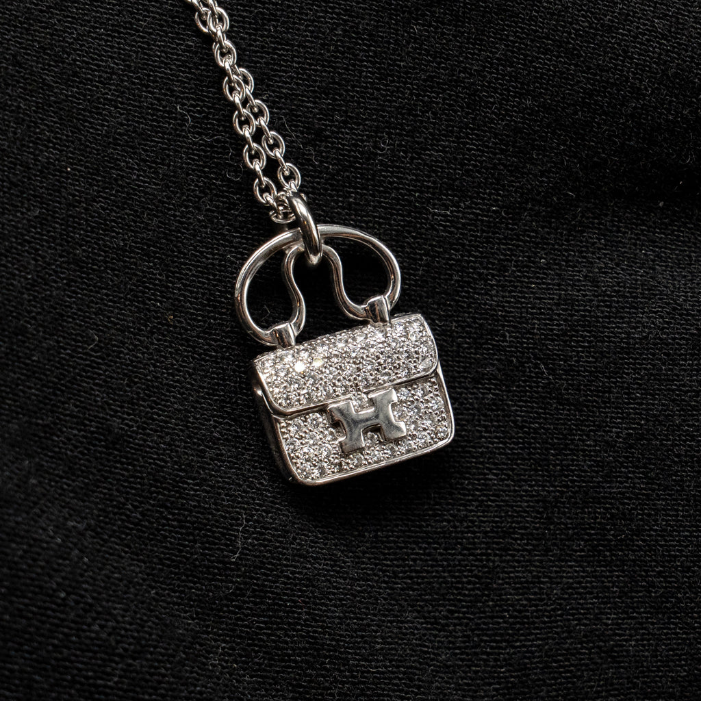 HERMES CONSTANCE AMULETTE PENDANT WHITE GOLD DIAMONDS