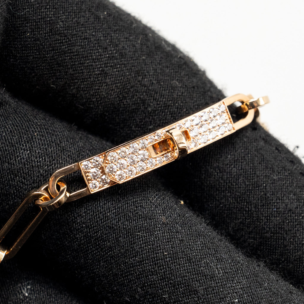 HERMES KELLY CHAINE DOUBLE BRACELET ROSE GOLD,DIAMONDS