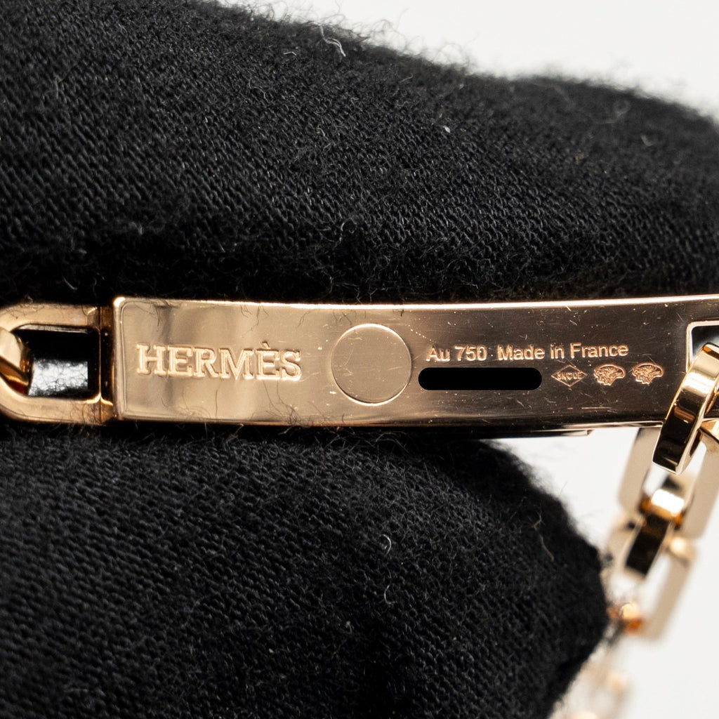 HERMES KELLY CHAINE DOUBLE BRACELET ROSE GOLD,DIAMONDS
