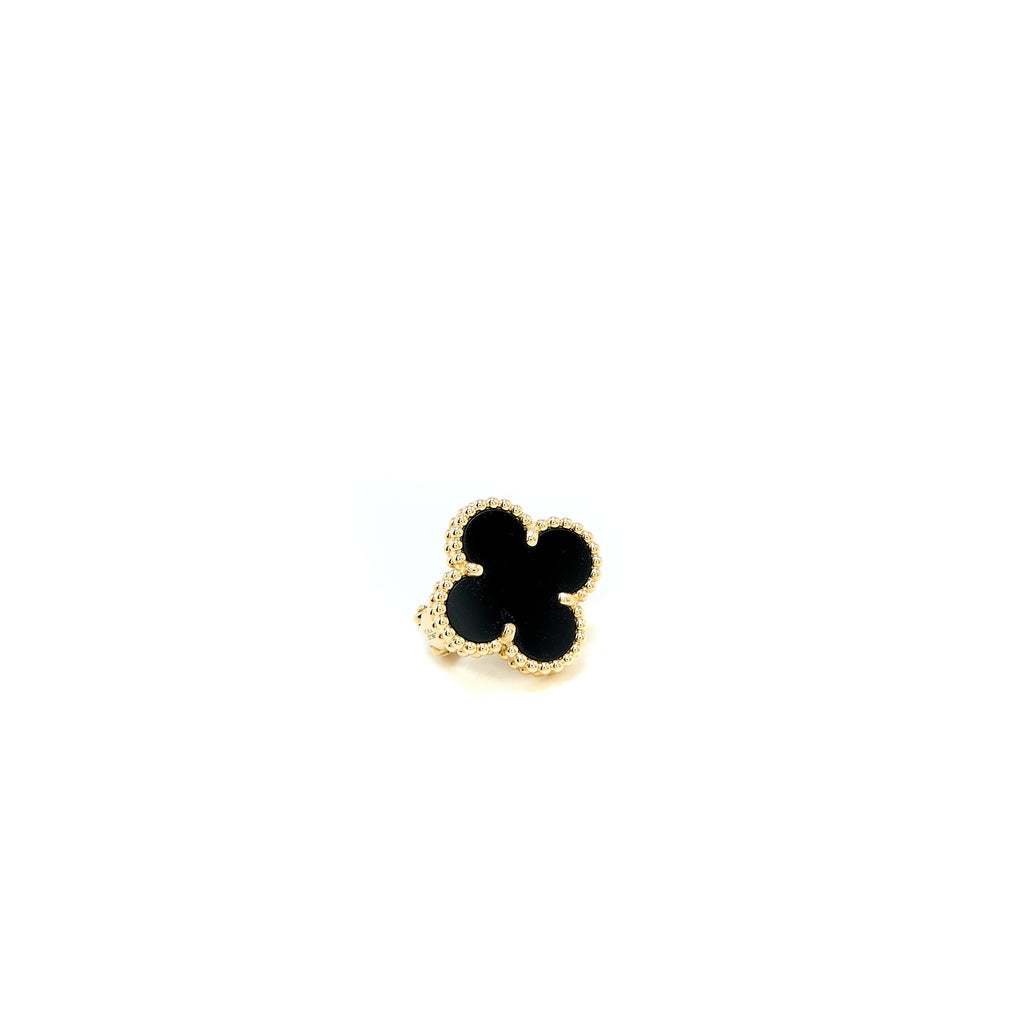 VAN CLEEF & ARPELS VINTAGE ALHAMBRA EARRINGS ONYX/18K YELLOW GOLD