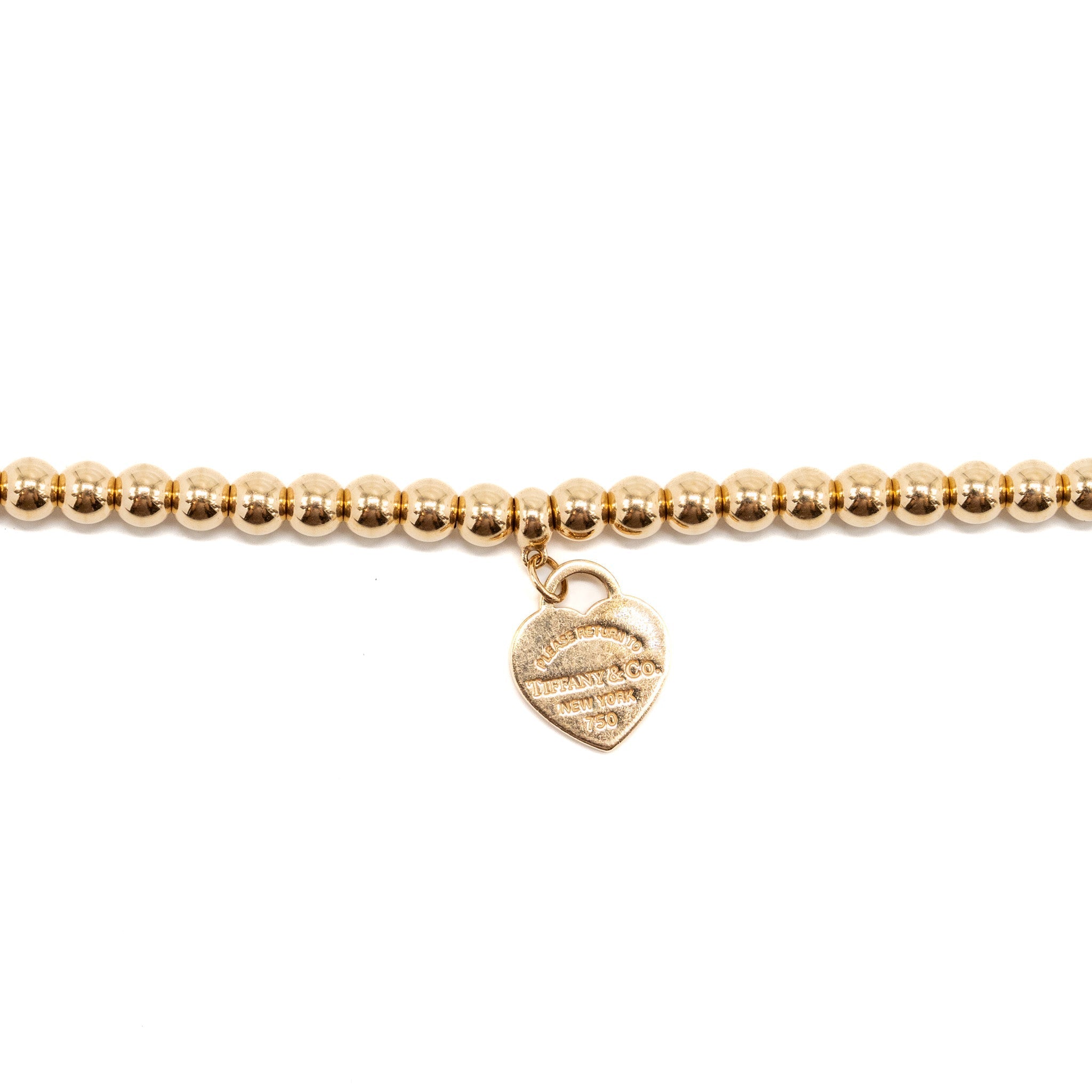TIFFANY HEART TAG BEAD BRACELET ROSE GOLD