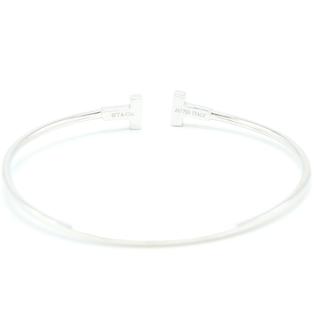 TIFFANY TIFFANY T NARROW WIRE BRACELET 18K WHITE GOLD