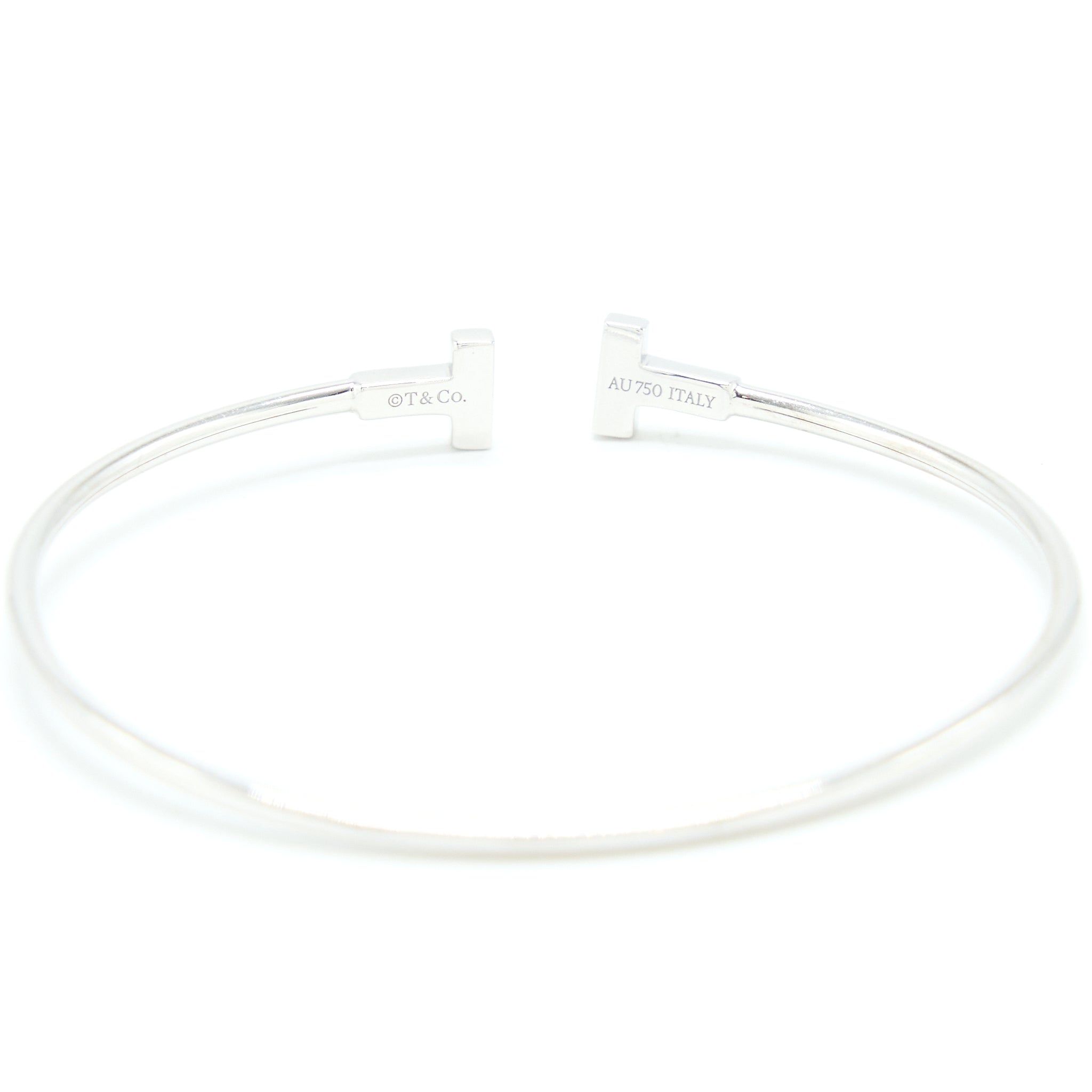 TIFFANY TIFFANY T NARROW WIRE BRACELET 18K WHITE GOLD