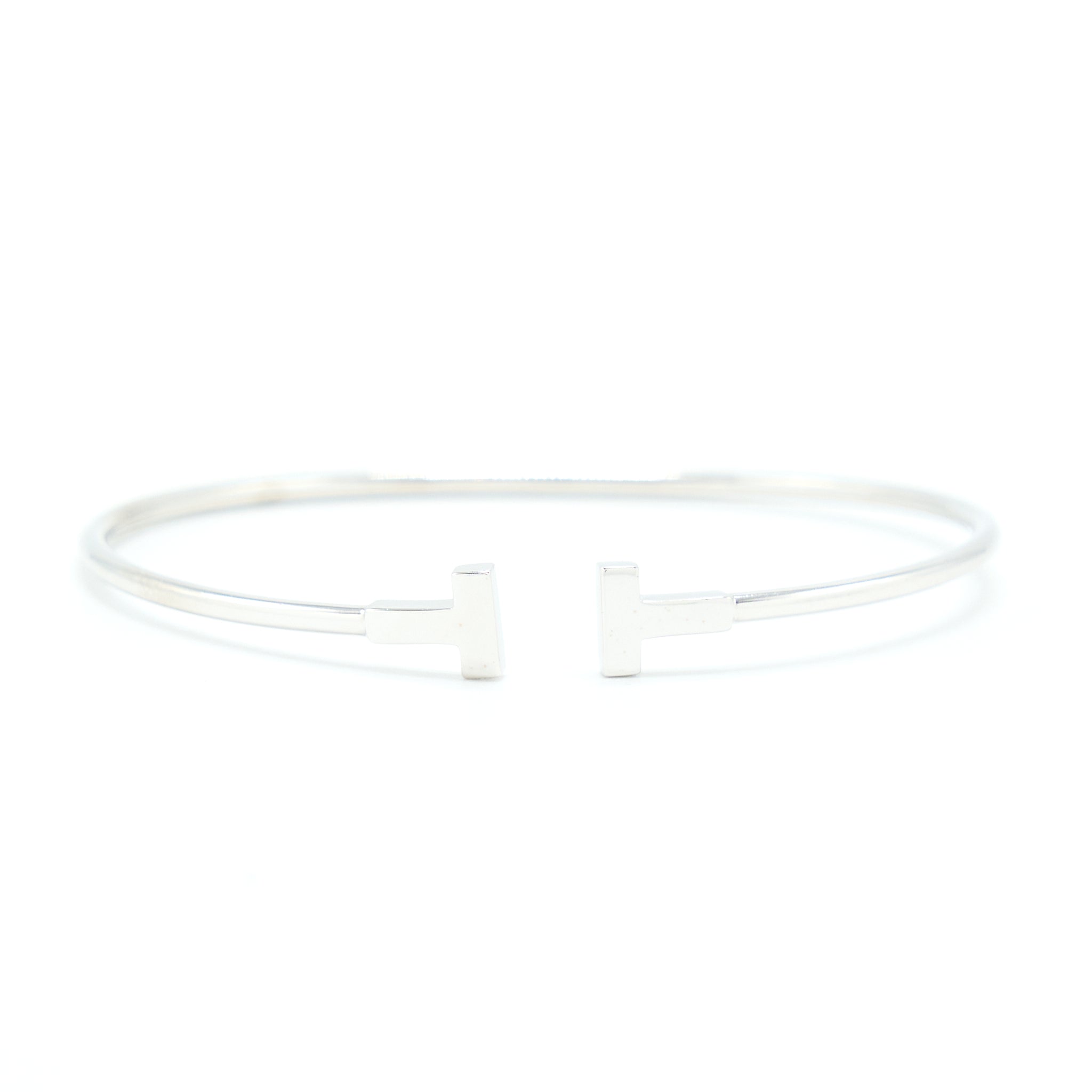 TIFFANY TIFFANY T NARROW WIRE BRACELET 18K WHITE GOLD