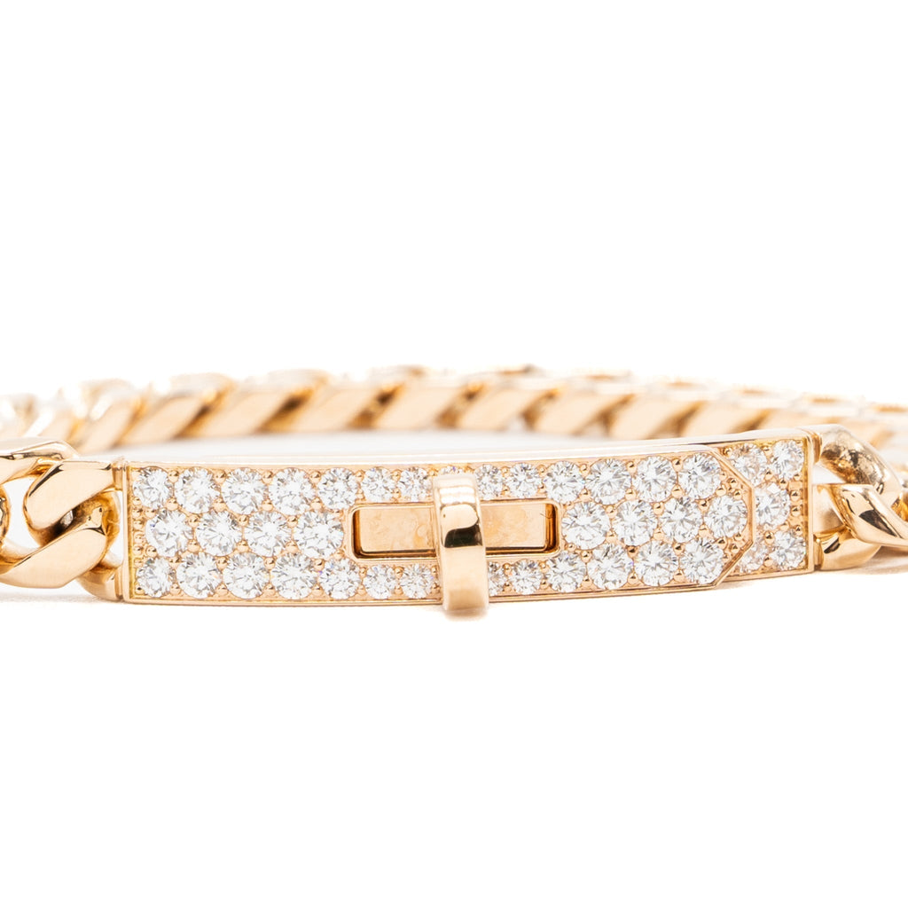 HERMES KELLY GOURMETTE BRACELET ROSE GOLD, DIAMONDS