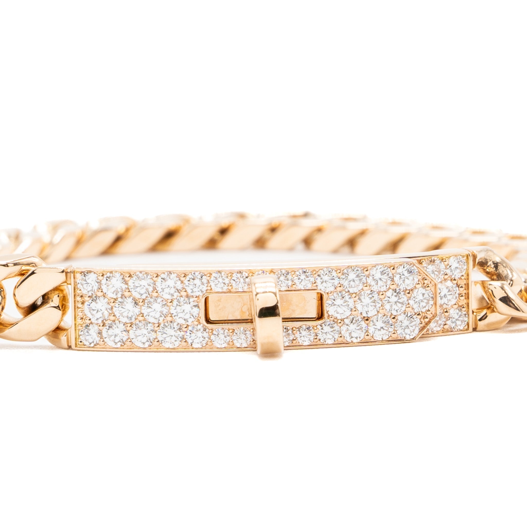 HERMES KELLY GOURMETTE BRACELET ROSE GOLD, DIAMONDS