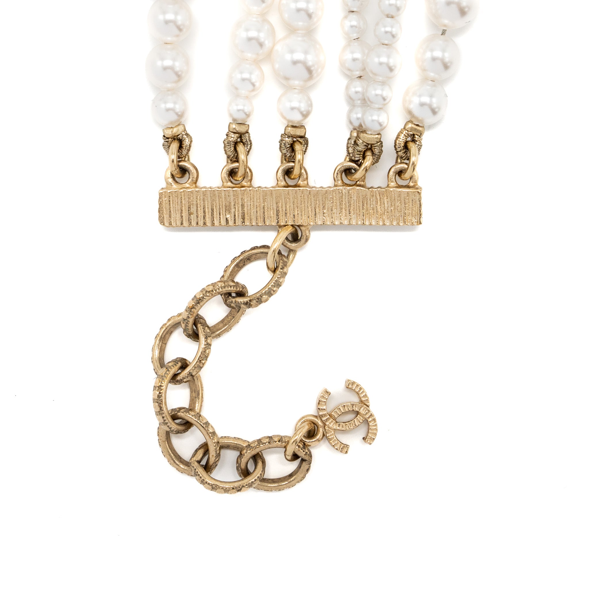 CHANEL PEARL CHAIN BRACELET GOLD TONE