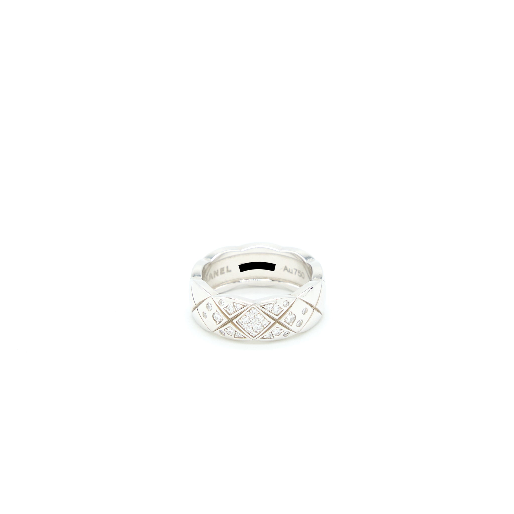 CHANEL COCO CRUSH RING QUILTED MOTIF SMALL VERSION 18K WHITE GOLD WITH DIAMONDS