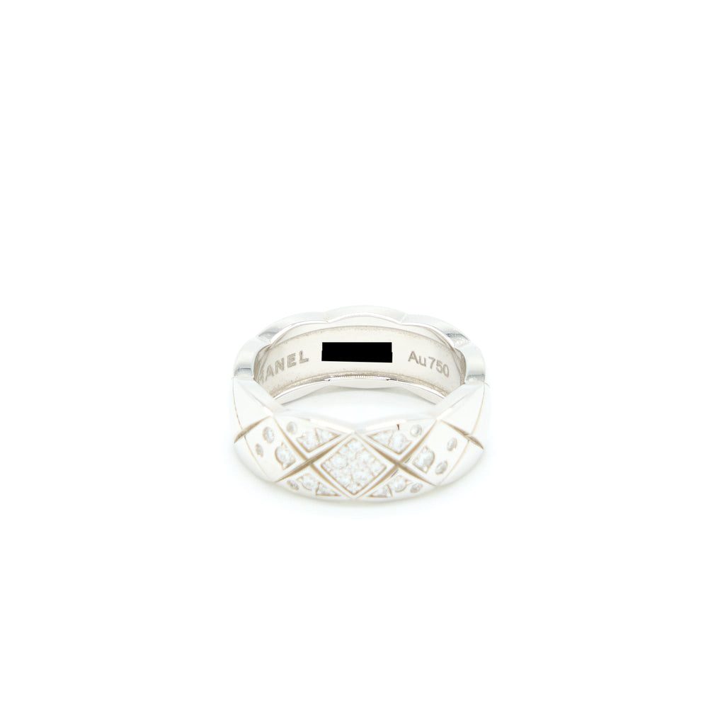 CHANEL COCO CRUSH RING QUILTED MOTIF SMALL VERSION 18K WHITE GOLD WITH DIAMONDS