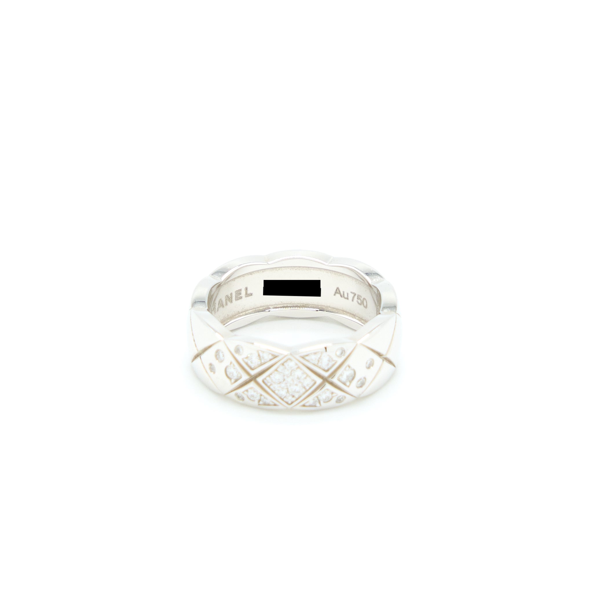 CHANEL COCO CRUSH RING QUILTED MOTIF SMALL VERSION 18K WHITE GOLD WITH DIAMONDS