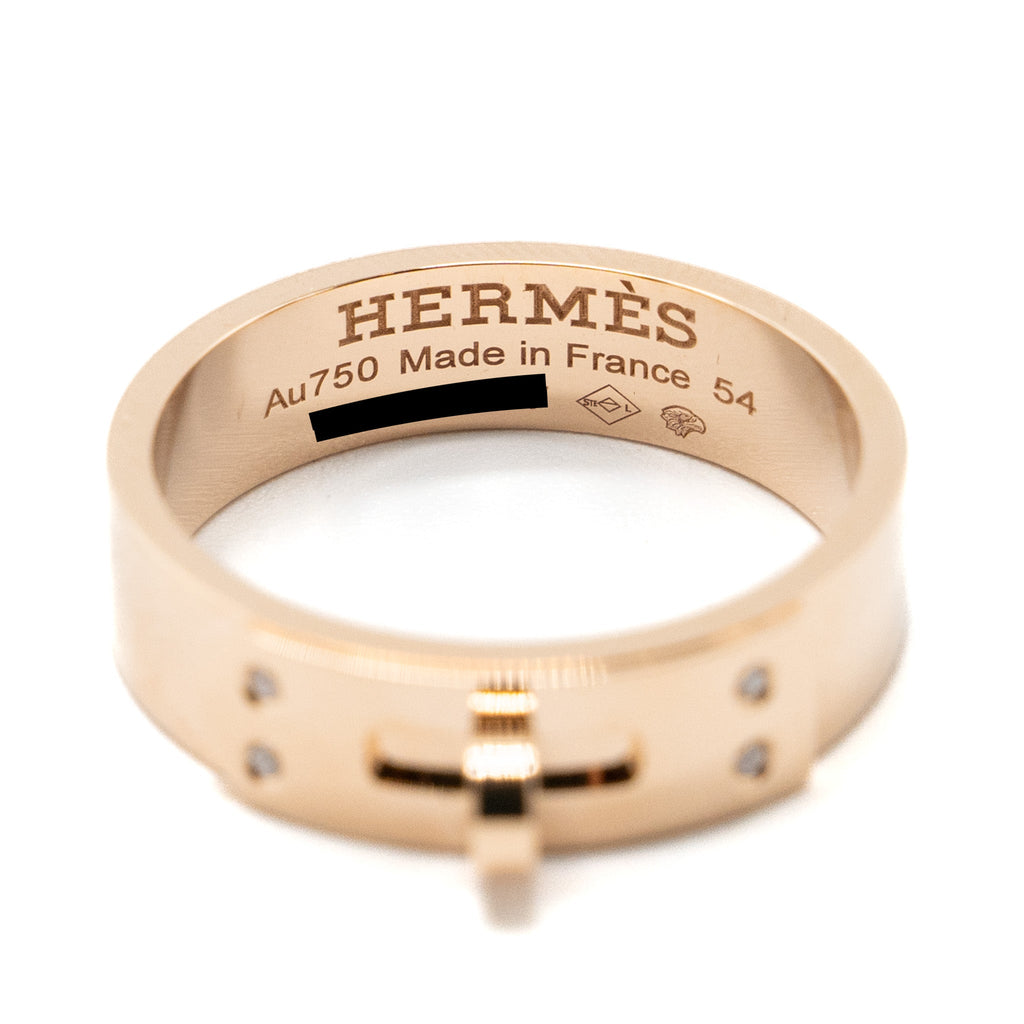HERMES KELLY RING ROSE GOLD WITH 4 DIAMONDS