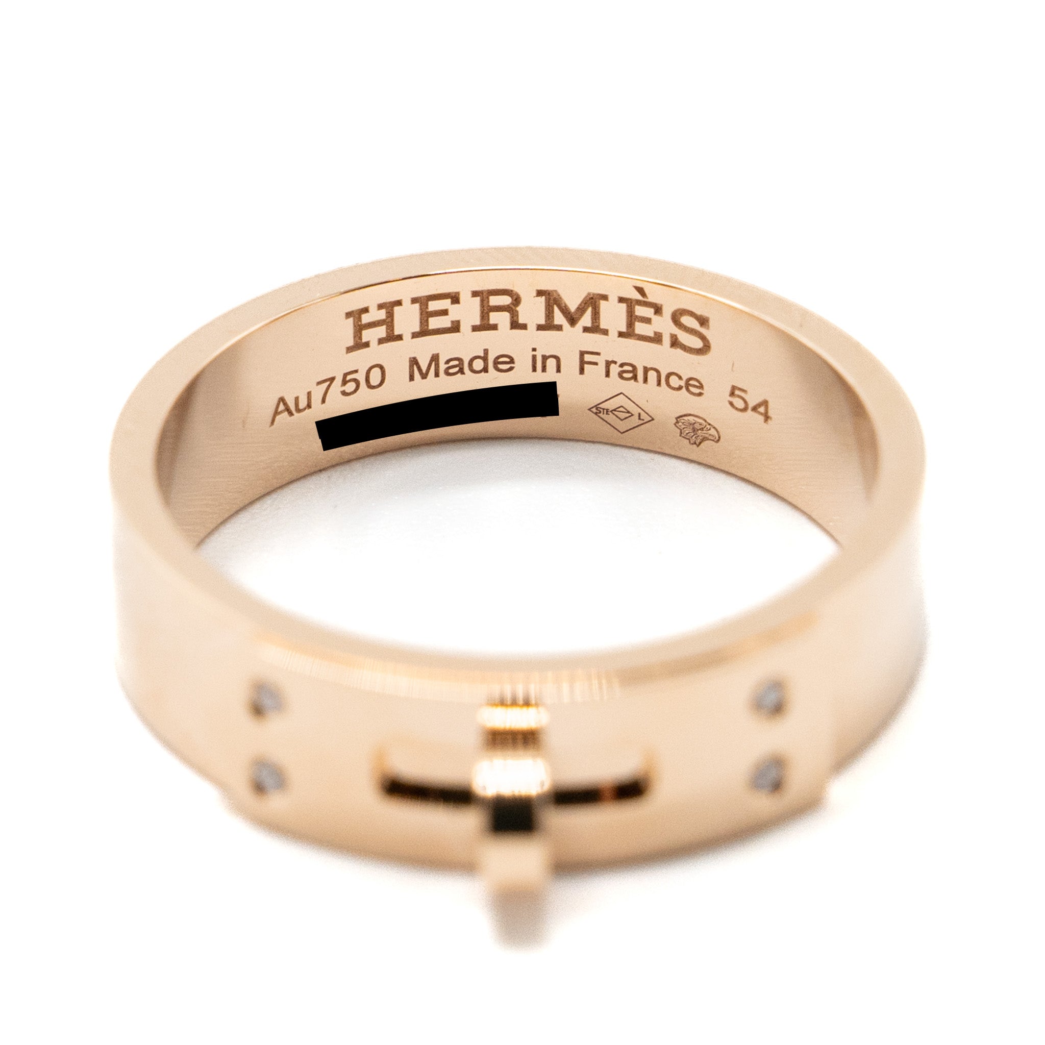 HERMES KELLY RING ROSE GOLD WITH 4 DIAMONDS