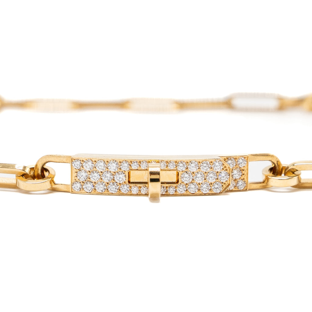 HERMES KELLY CHAIN CHOCKER/DOUBLE BRACELET YELLOW GOLD, DIAMONDS