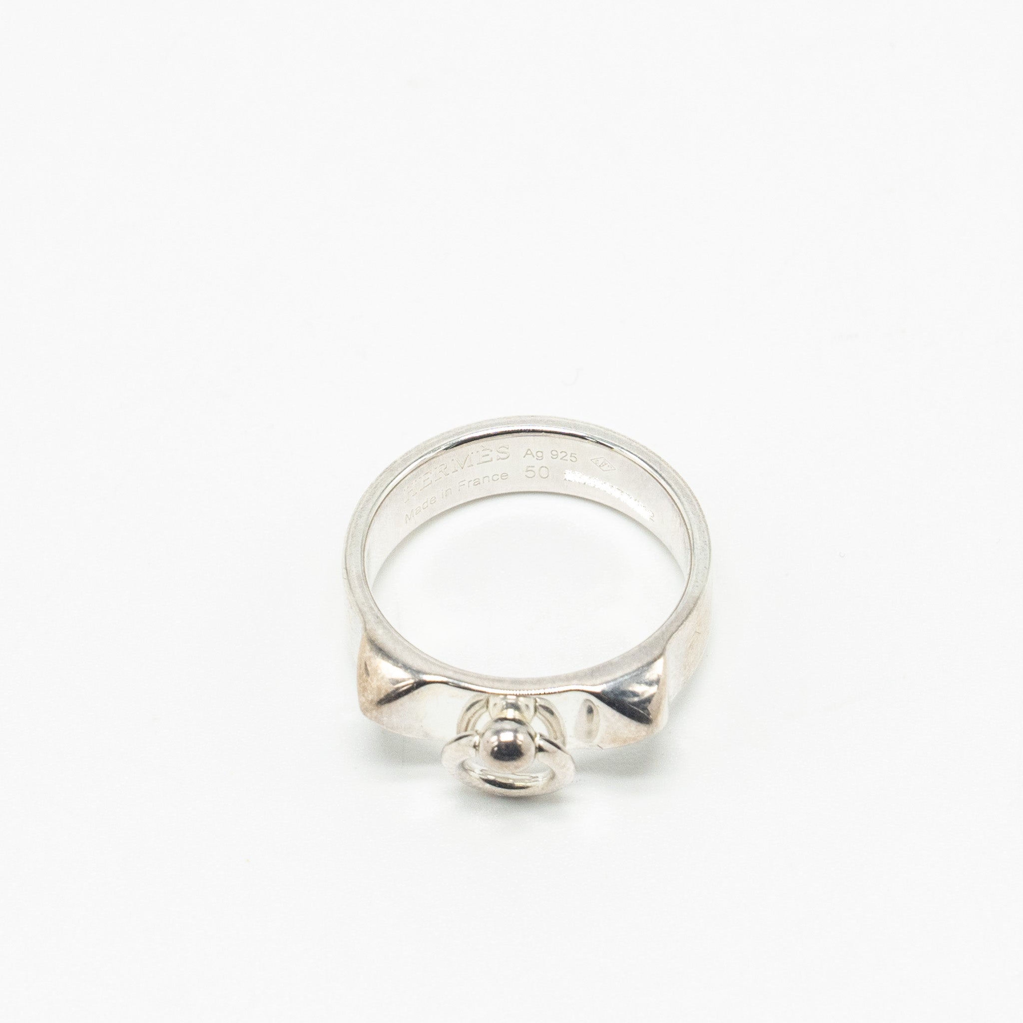 HERMES COLLIER DE CHAIN RING SILVER