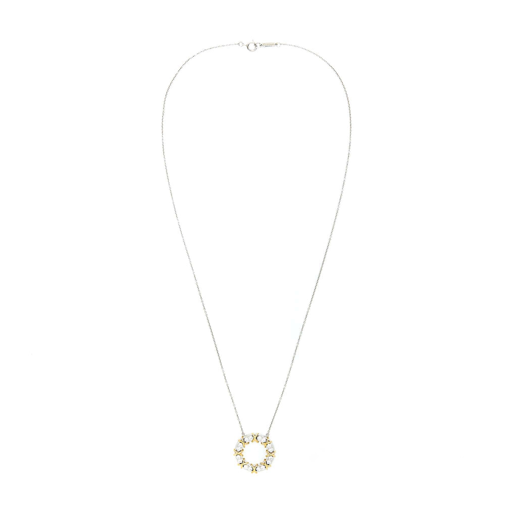 TIFFANY & CO. SCHLUMBERGER SIXTEEN STONE CIRCLE PENDANT 18K GOLD TONE