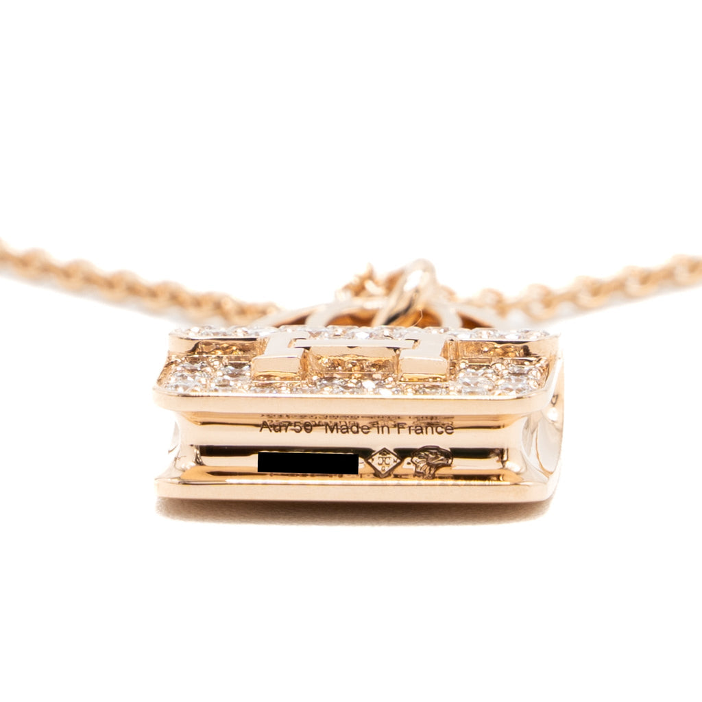 HERMES AMULETTES CONSTANCE PENDANT ROSE GOLD WITH DIAMONDS