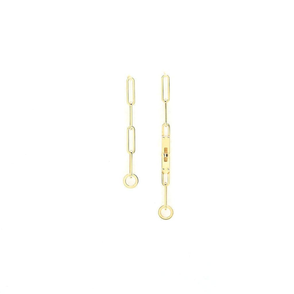 HERMES KELLY CHAIN EARRINGS YELLOW GOLD