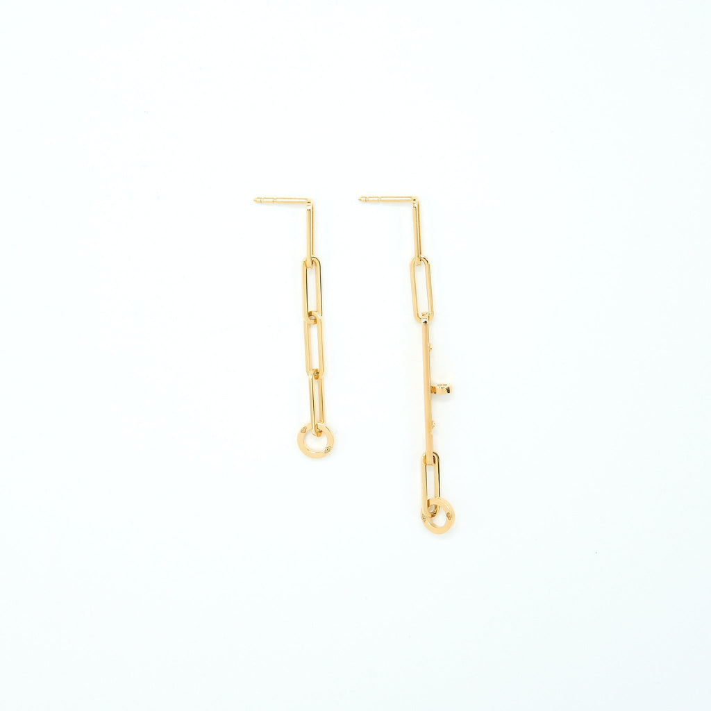 HERMES KELLY CHAIN EARRINGS YELLOW GOLD