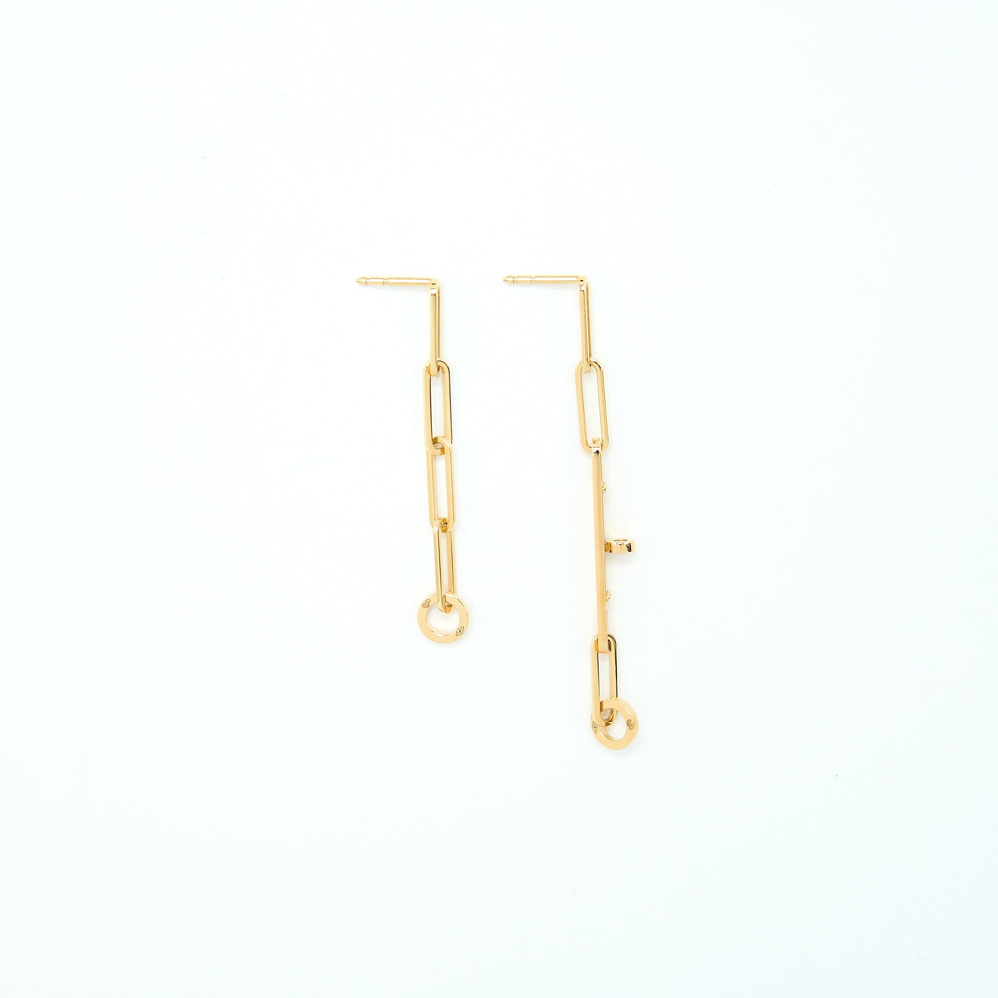 HERMES KELLY CHAIN EARRINGS YELLOW GOLD