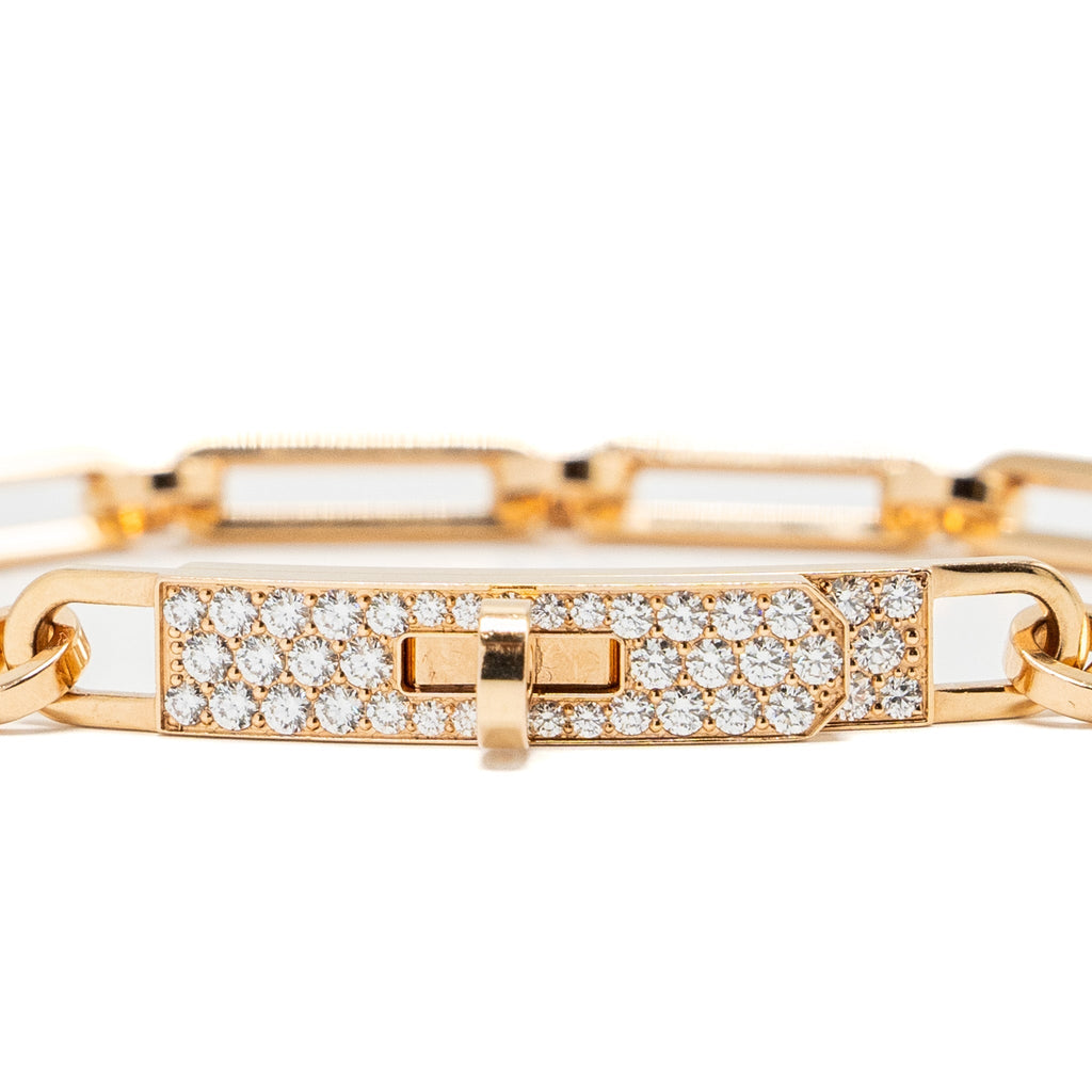 HERMES KELLY CHAINE BRACELET ROSE GOLD, DIAMONDS