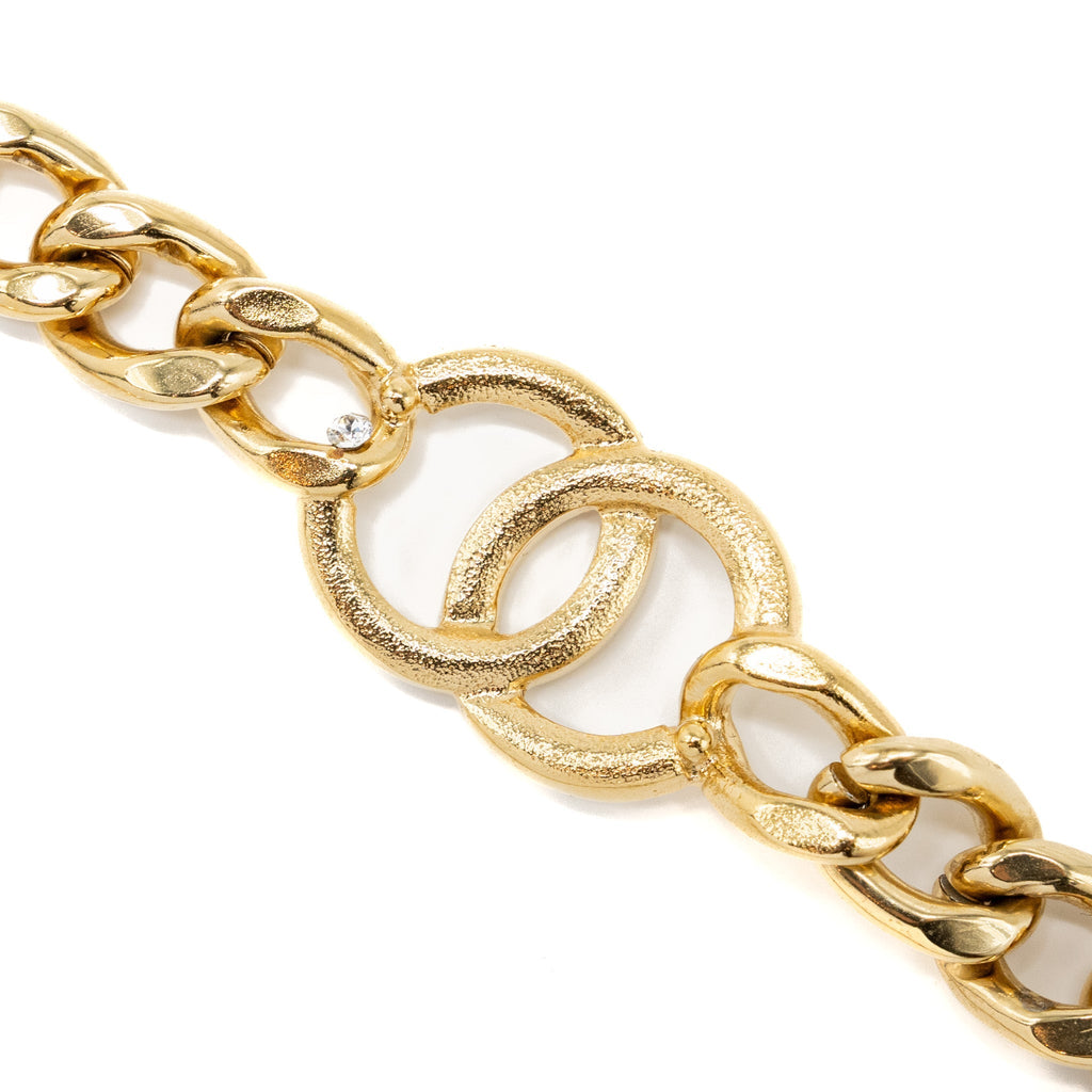 CHANEL CC LOGO CHAIN CHOCKER/ NECKLACE CRYSTAL GOLD TONE