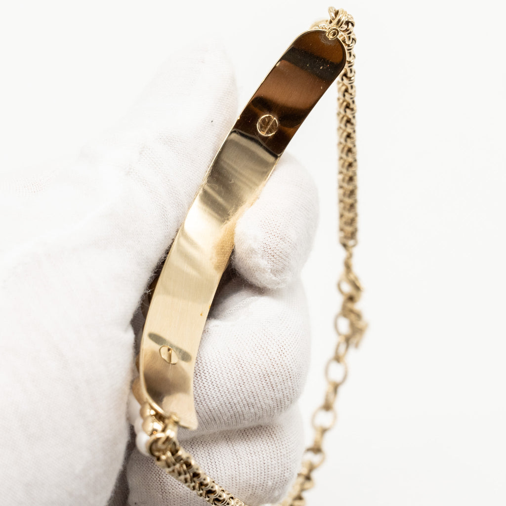 CHANEL CC LOGO PEARL CHOCKER/NECKLACE LIGHT GOLD TONE