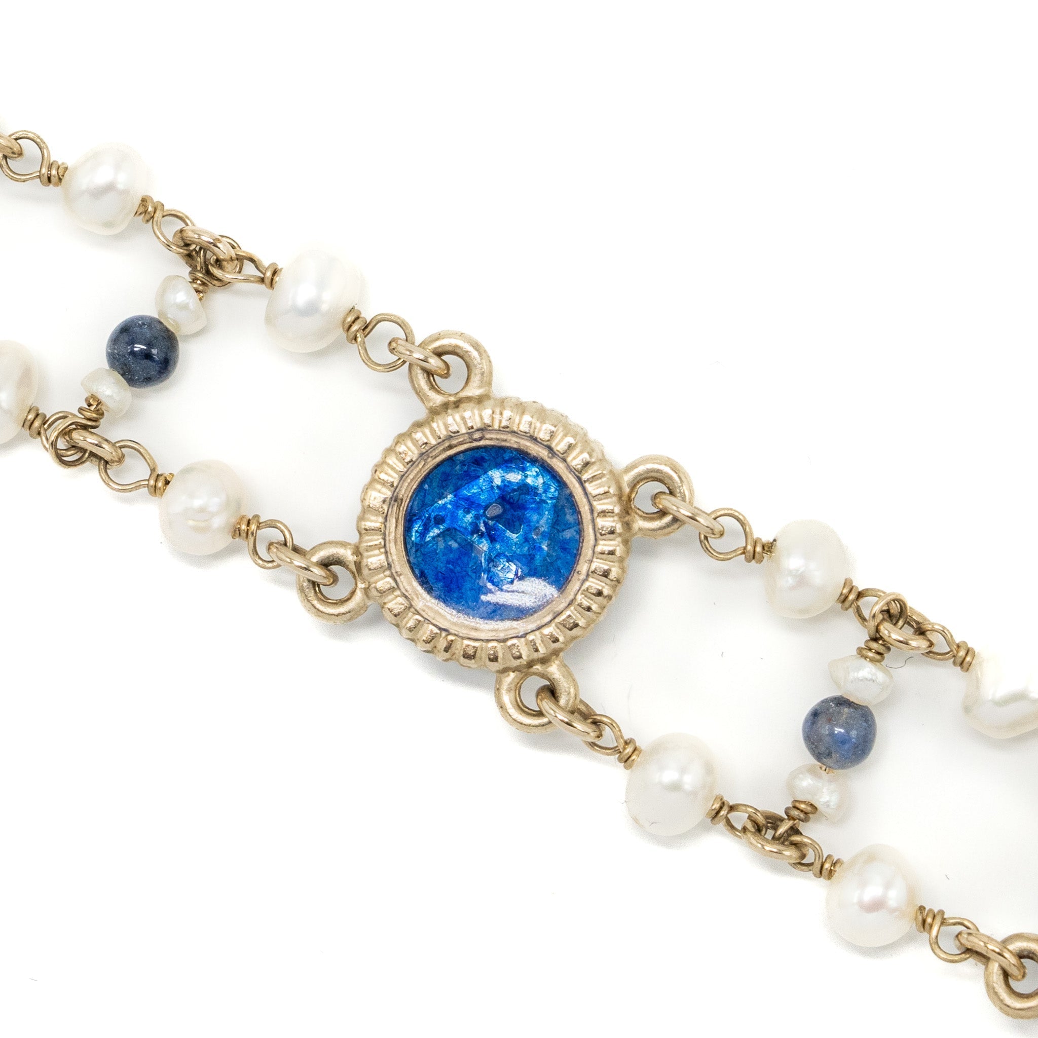 CHANEL DETAILED LETTER CHECKER BLUE / LIGHT GOLD TONE