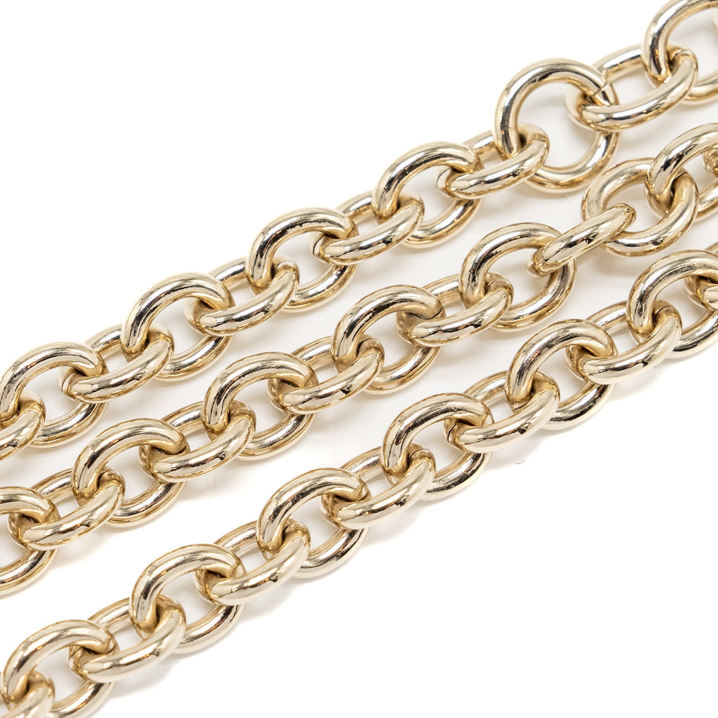 CHANEL 22B HEART DROPPED CC LOGO CHAIN BELT LGHW