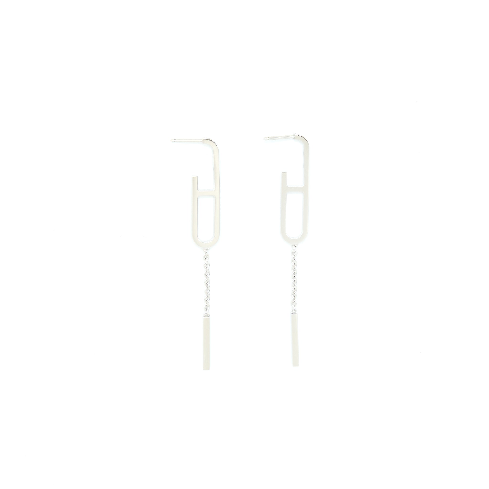 HERMES EVER CHAINE D'ANCRE LARIAT EARRINGS WHITE GOLD WITH DIAMONDS