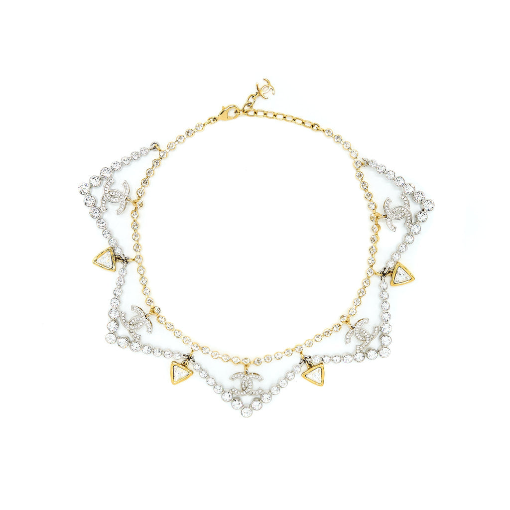 CHANEL CRYSTAL CC CHOKER GOLD TONE