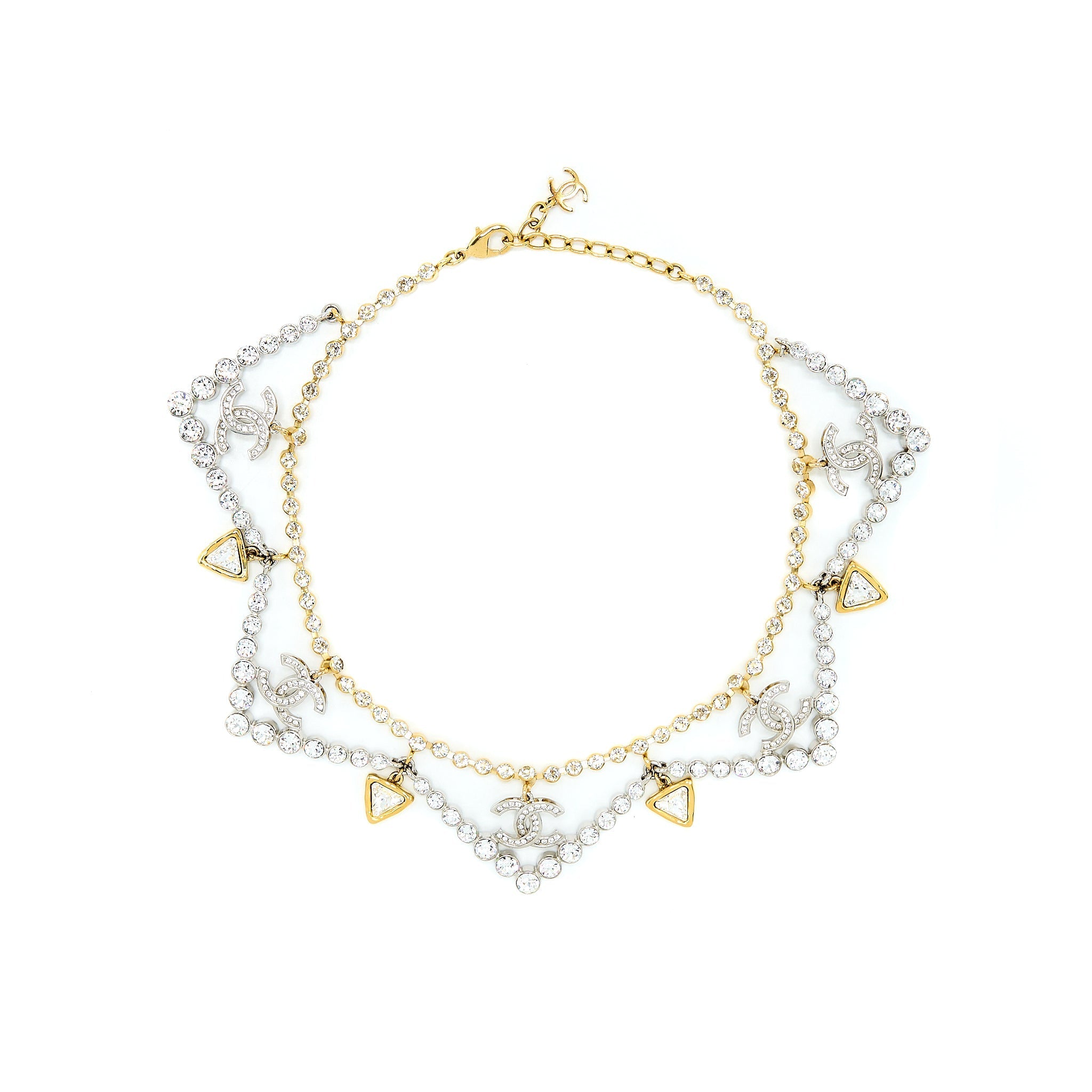 CHANEL CRYSTAL CC CHOKER GOLD TONE