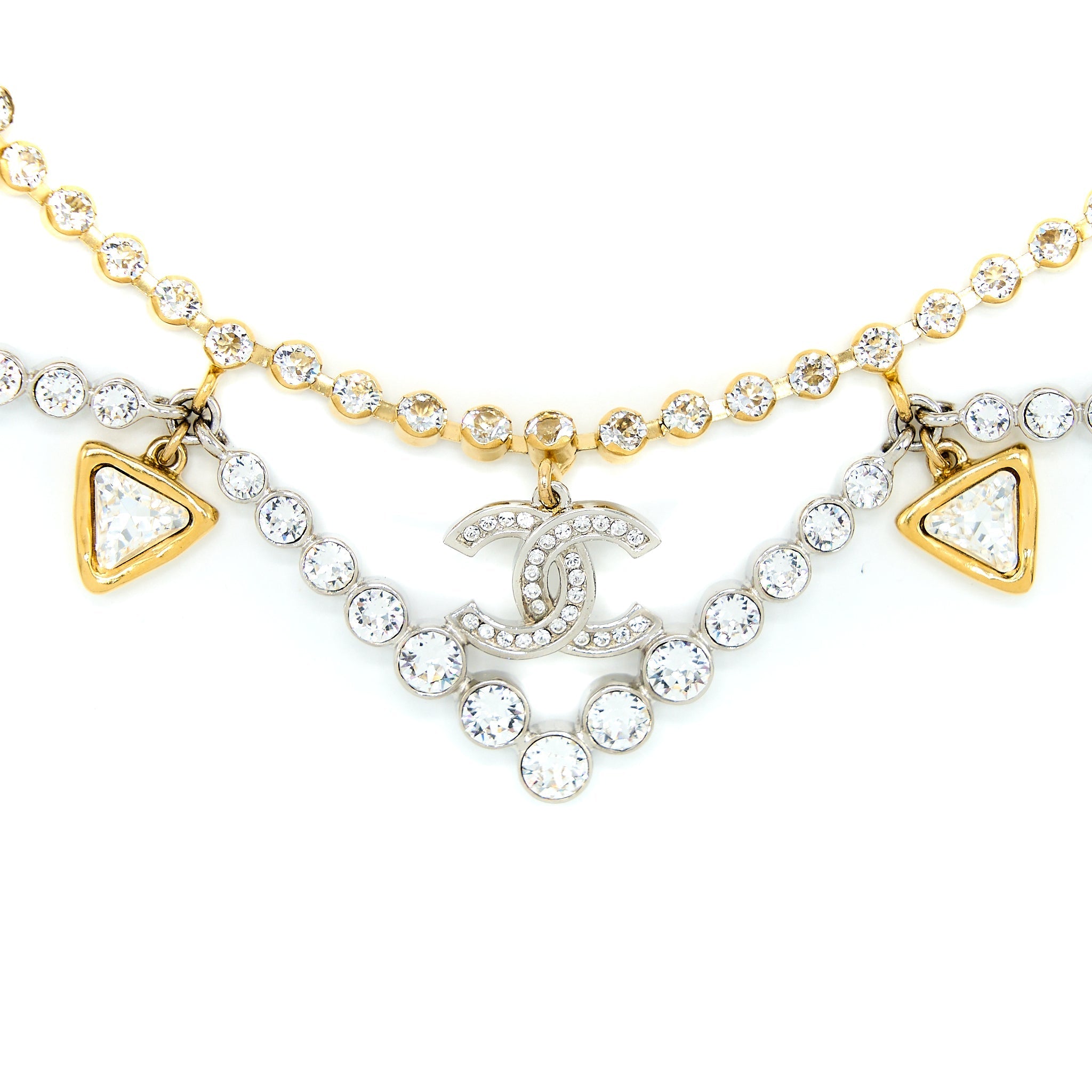 CHANEL CRYSTAL CC CHOKER GOLD TONE