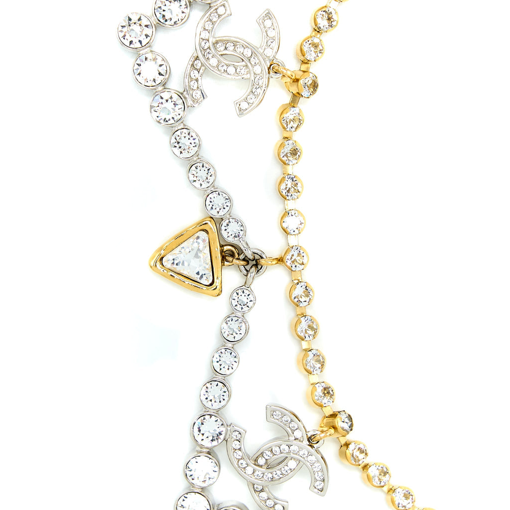 CHANEL CRYSTAL CC CHOKER GOLD TONE