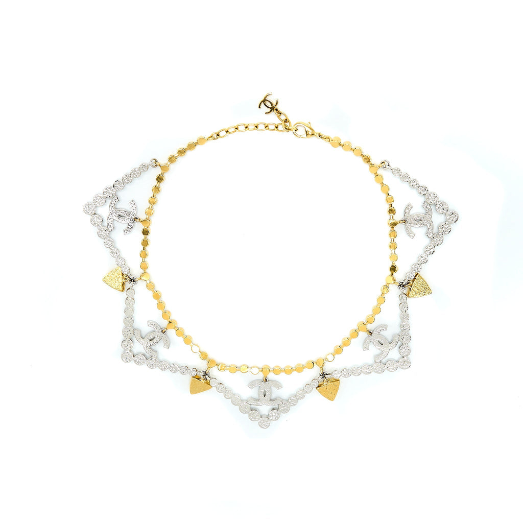 CHANEL CRYSTAL CC CHOKER GOLD TONE