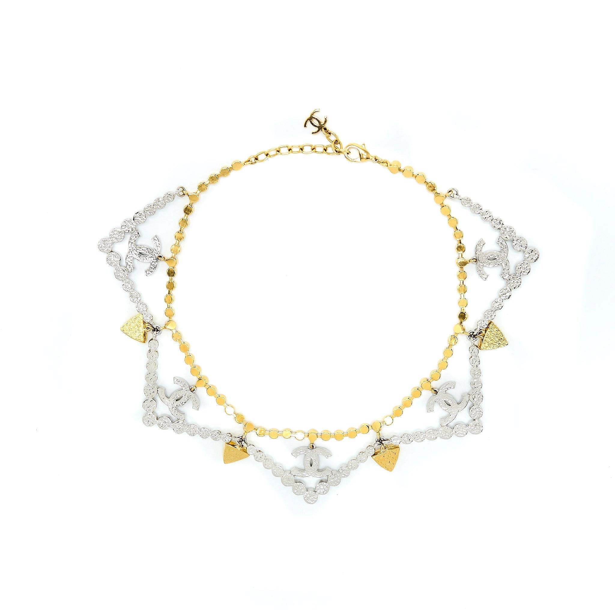 CHANEL CRYSTAL CC CHOKER GOLD TONE