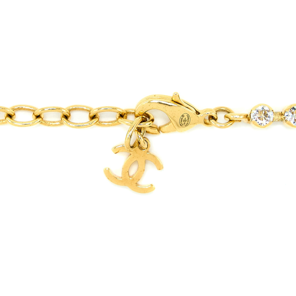 CHANEL CRYSTAL CC CHOKER GOLD TONE