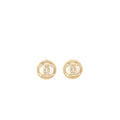 CHANEL ROUND CC LOGO CRYSTAL AND PEARL EARRINGS GHW