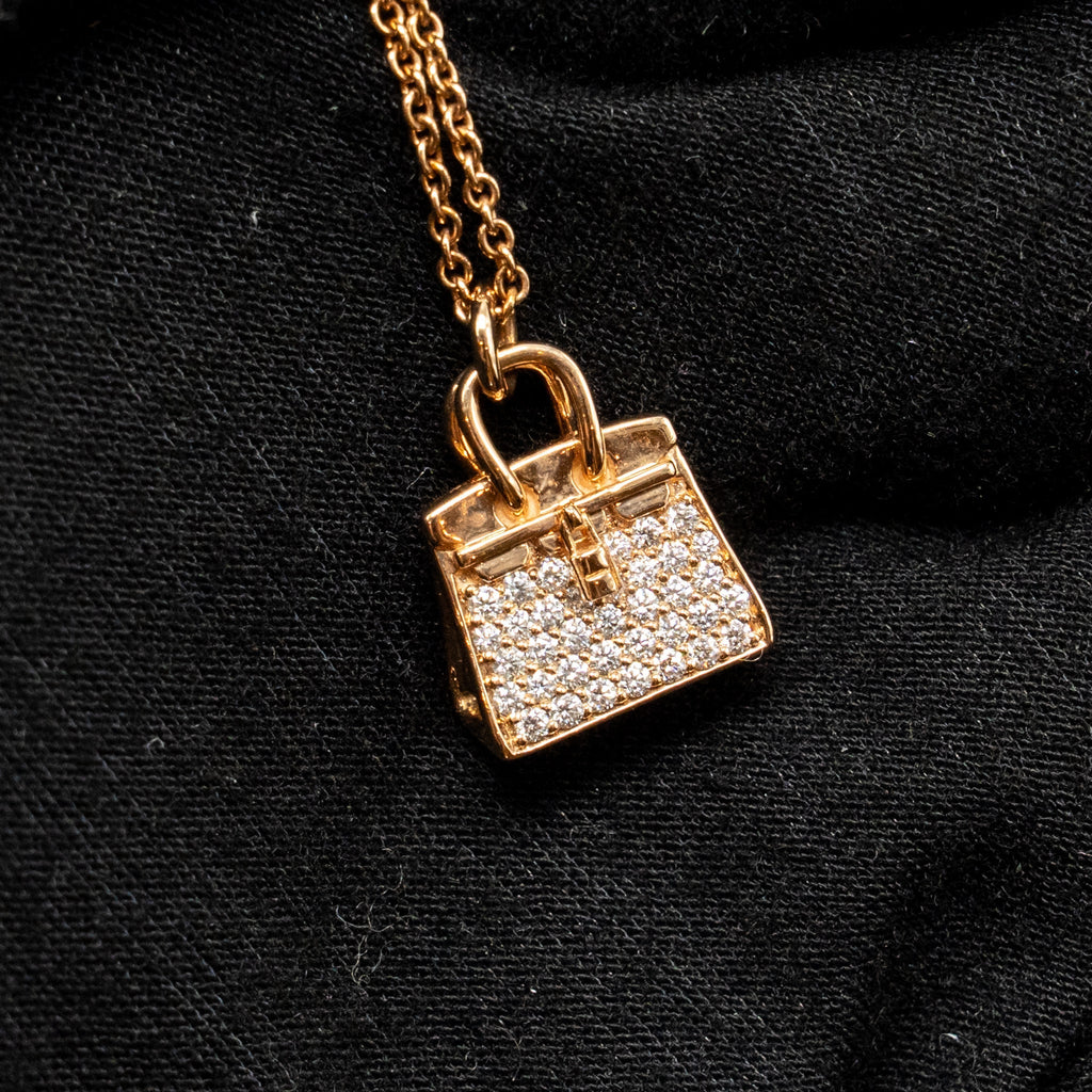 HERMES AMULETTES BIRKIN PENDANT ROSE GOLD DIAMONDS