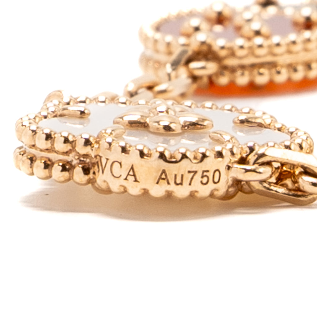 VAN CLEEF & ARPELS LUCKY SPRING BRACELET 5 MOTIFS ROSE GOLD/WHITE MOTHER OF PEARL/CARNELIAN/ONYX