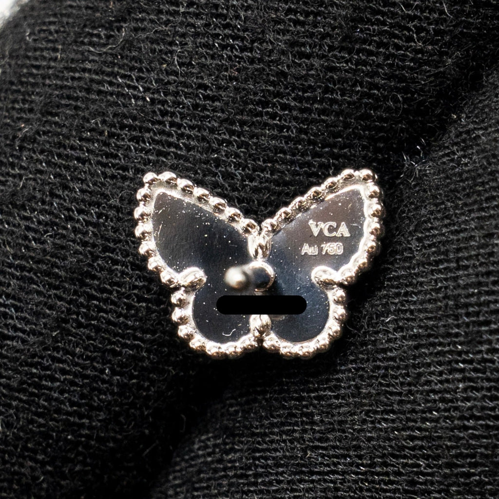 VAN CLEEF & ARPELS SWEET ALHAMBRA BUTTERFLY EARSTUDS WHITE GOLD, TURQUOISE