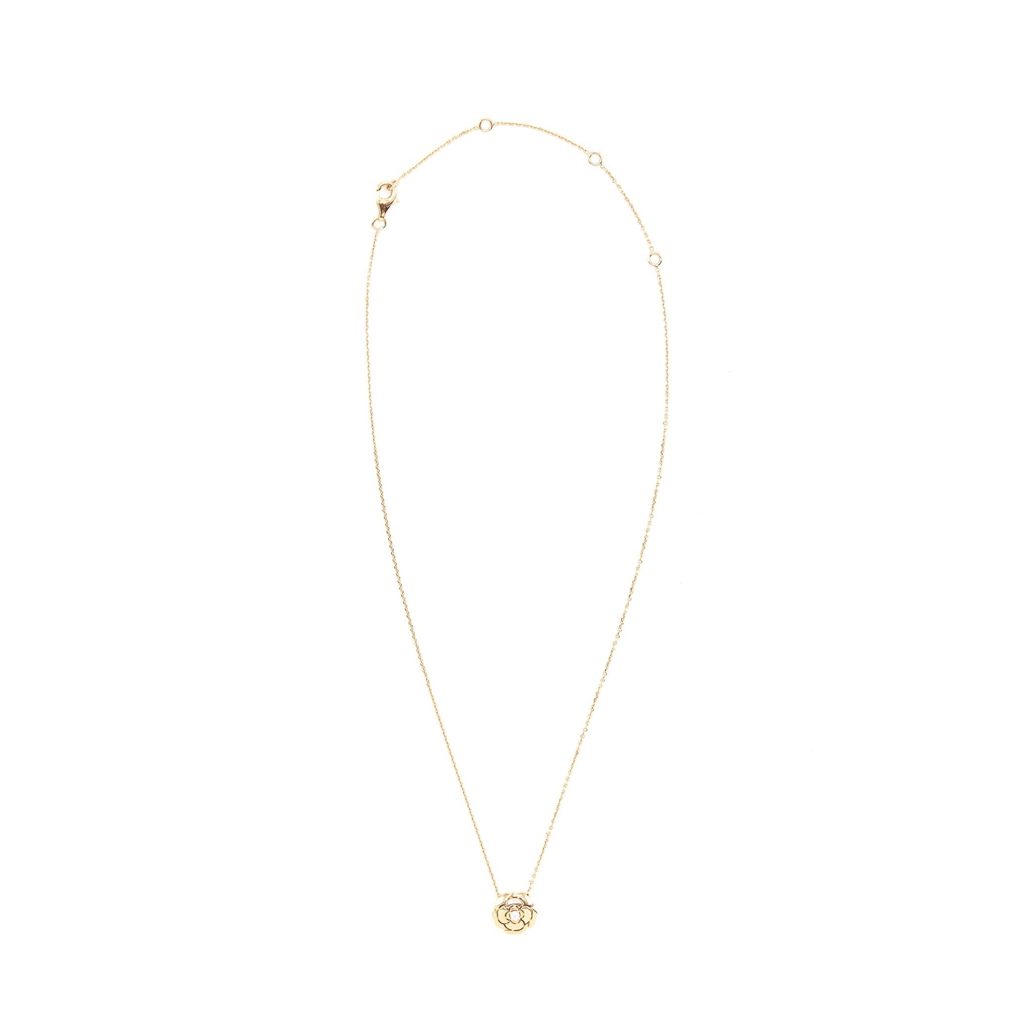 CHANEL EXTRAIT DE CAMELLIA NECKLACE 18K PINK GOLD WITH A DIMOND